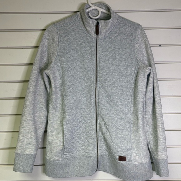LL Bean Women's Medium Tall Grey Quilted Full-Zip Sweatshirt Hoodie Jacket Coat - Picture 2 of 8